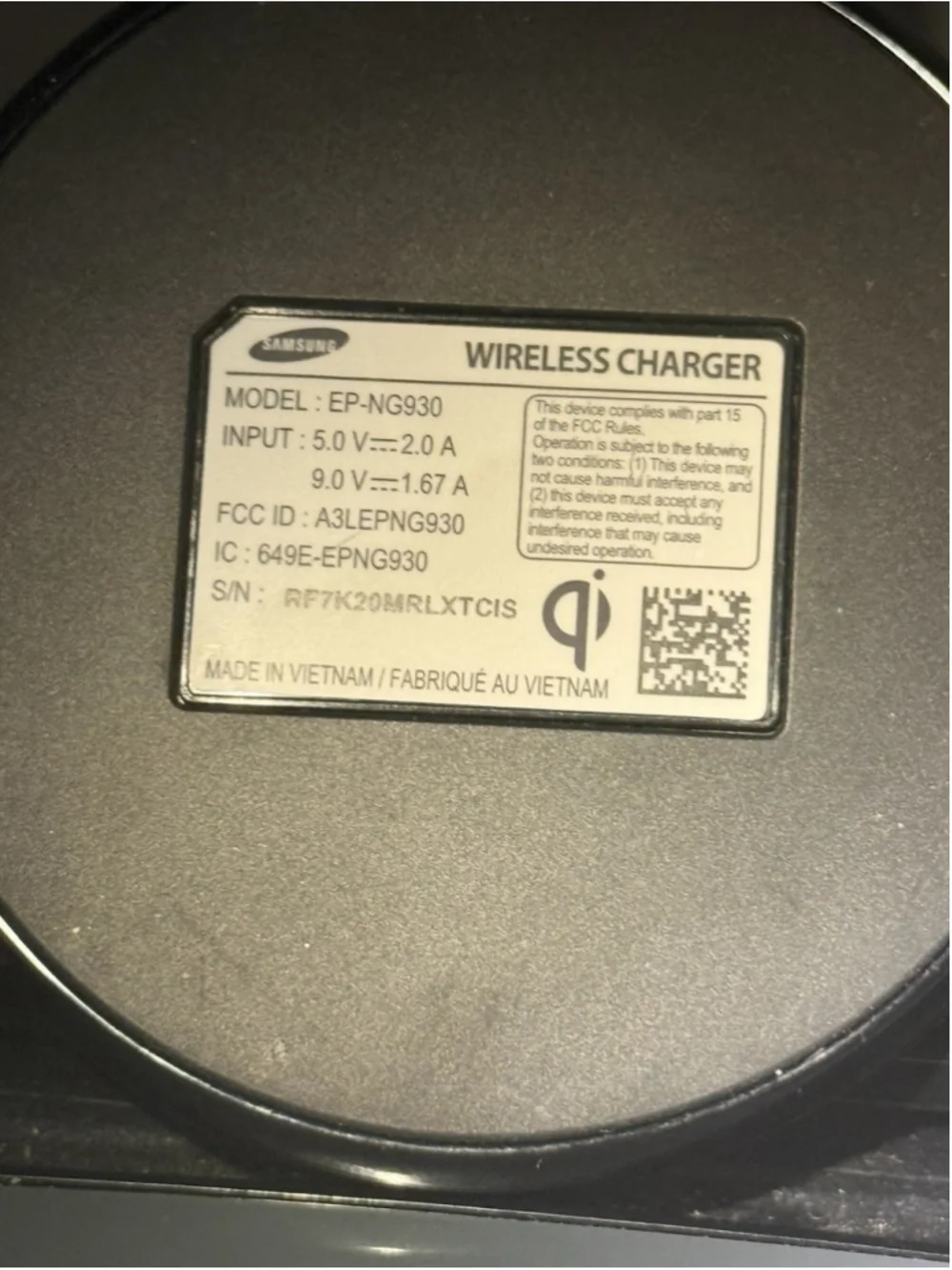 Samsung Galaxy Wireless Charging Fast Charge Stand Black EP-NG930 Qi Android